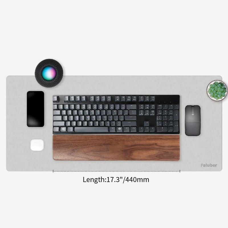 Faluber Wooden Wrist Rest, 17.3-inch Length and 20mm Thickness for Full-Sized Keyboard, Walnut Wood Palm Rest, Ergonomic Design for Mechanical Gaming Keyboard, Stain Resistant (Large, Walnut Wood) - Image 2