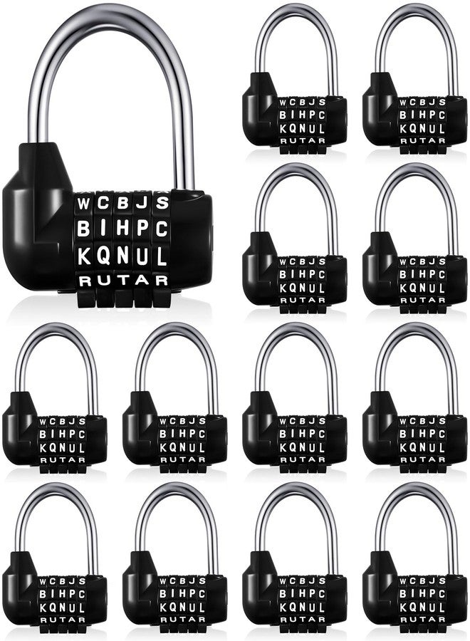 Shimeyao 12 Pcs Gym Locker Lock 5 Digit Combination Your Own Word Safety Padlock for Toolbox, Hasp Cabinet Storage, Black - Image 1