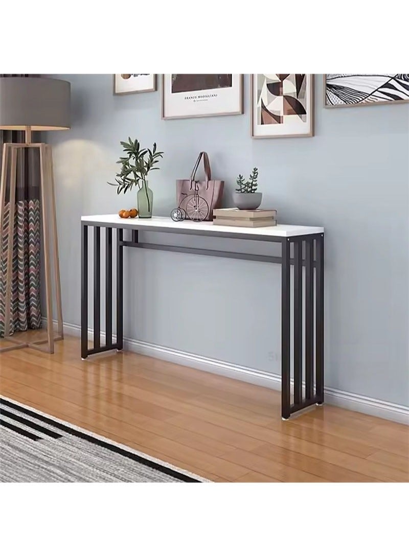 AGD Entranceway Console Table, Marble Design MDF Narrow Sofa Table for Hallway Living Room 100x30x80cm, White - Image 2