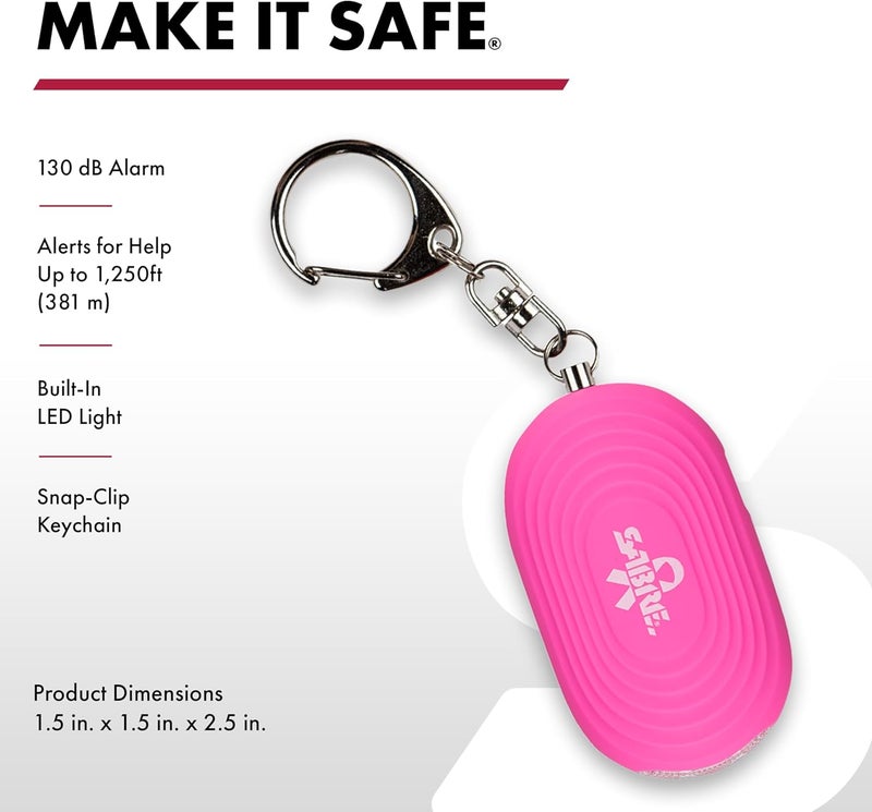 sabre 2-in-1 Personal Alarm with LED Light, 130dB Personal Safety Siren, Snap Hook for Instant Access, 1,250 Foot (381 Meters) Range, Compact Design for Easy Attachment to Purse, Bag, or Keys - Image 1