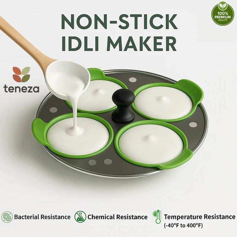 Teneza 3 Pcs Non-stick Silicone Idli Maker, Bpa-free | Temperature Resistant | Silicone Mould | Small Idli Plates | Microwave Safe | Microwave Idli Maker - Image 3