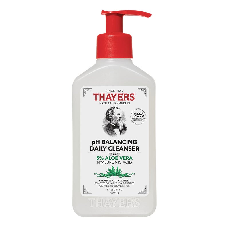 THAYERS pH Balancing Daily Cleanser Face Wash with Aloe Vera Gentle and Hydrating Skin Care for Dry Oily or Acne Prone Skin 8 FL Oz