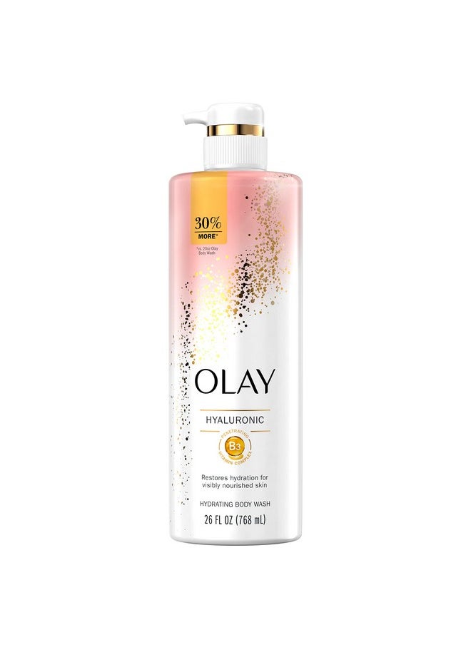 Olay Olay Cleansing & Nourishing Body Wash for Women with Vitamin B3 and Hyaluronic Acid, Younger & Healthier Looking Skin, Fast Absorbing Formula, 26 fl oz  - Image 1