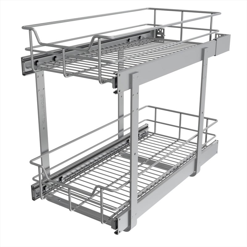 2 Tier Pull Out Cabinet Organizer 11 W X 22 D Slide Out Drawers For Kitchen Cabinets Pull Out Drawers For Cabinets Capacity Heavy Duty Caddy Cabinet Pullout Shelves ChromePlated Bathroom Pantry