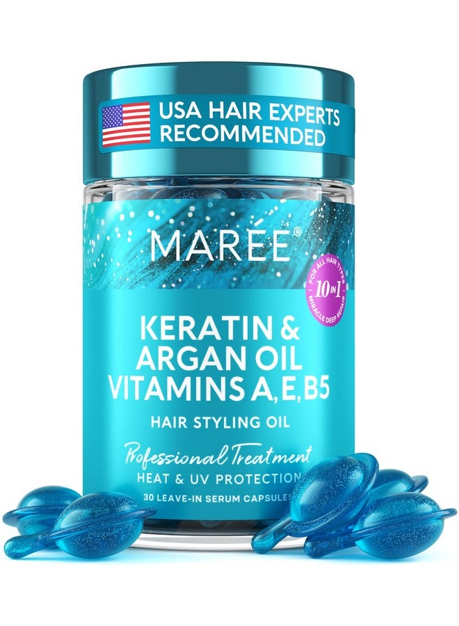 MAREE Hair Oil for Damaged Hair - Keratin Styling & Moisturizing Oil Capsules with Avocado, Jojoba & Argan Oil - Leave-in Anti Frizz Hair Serum for Frizzy and Damaged Hair Vitamins A, E & B5 - Image 1