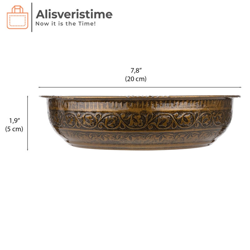 Alisveristime Traditional Turkish Bath Hammam Bowl with Authentic Motifs (440gr (15.50 oz) Made of Zinc (7.87-Inch Diameter) (Antique Green) - Image 3