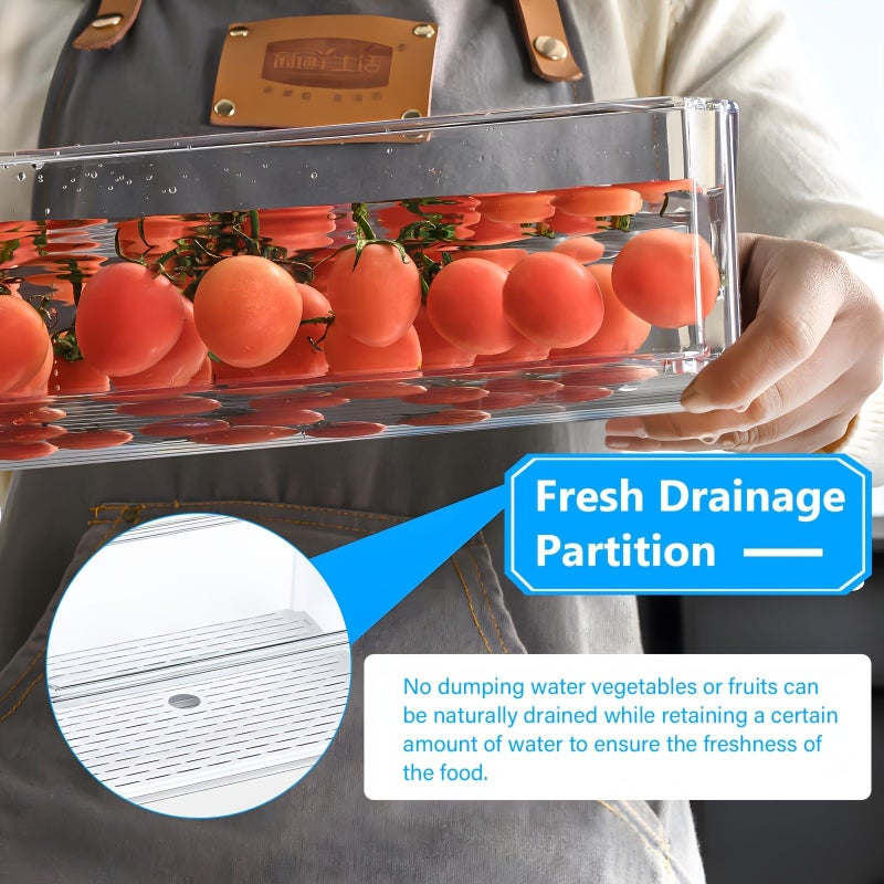 14pcs Transparent BPA Free Clear Stackable Fridge Storage Organizer Boxes With Lids For Fruit Vegetables Food And Drinks - Image 5