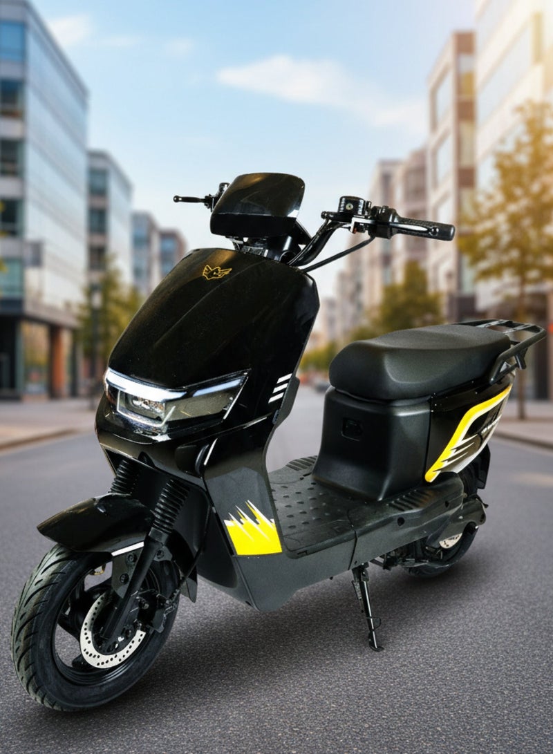 ويندهورس سكوتر كهربائي للبالغين Wind Horse M5، محرك 1500 واط، بطارية 60V 20Ah، سرعة قصوى 85 كم/س، مدى 50 كم، إطار سبائك الكربون، إطارات 14 بوصة، فرامل قرصية، 3 أوضاع سرعة، قفل ريموت ومساحة تخزين تحت المقعد – أزرق/أسود/رمادي - Image 5