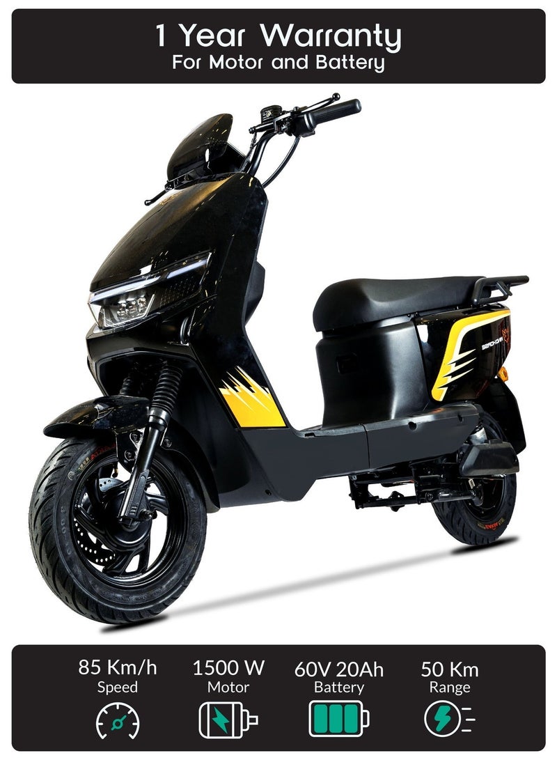 ويندهورس سكوتر كهربائي للبالغين Wind Horse M5، محرك 1500 واط، بطارية 60V 20Ah، سرعة قصوى 85 كم/س، مدى 50 كم، إطار سبائك الكربون، إطارات 14 بوصة، فرامل قرصية، 3 أوضاع سرعة، قفل ريموت ومساحة تخزين تحت المقعد – أزرق/أسود/رمادي - Image 1