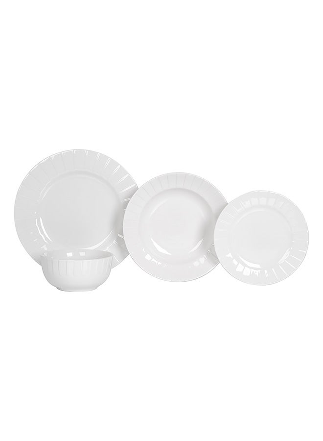 La Mesa 16 Pcs Porcelain Dinner Set Serve 4 Person,Embossed White - Image 2
