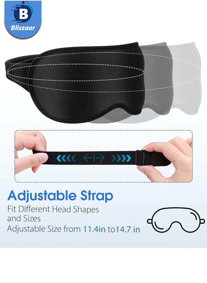 Bliszaar 3D Contoured Sleep Mask, 99% Fully Block Out Light Memory Foam Eye Masks with Deep Eye Grooves, Long Lash Extension Eyes Mask with Adjustable Straps for Sleeping Travel Home(Black)  - Image 4