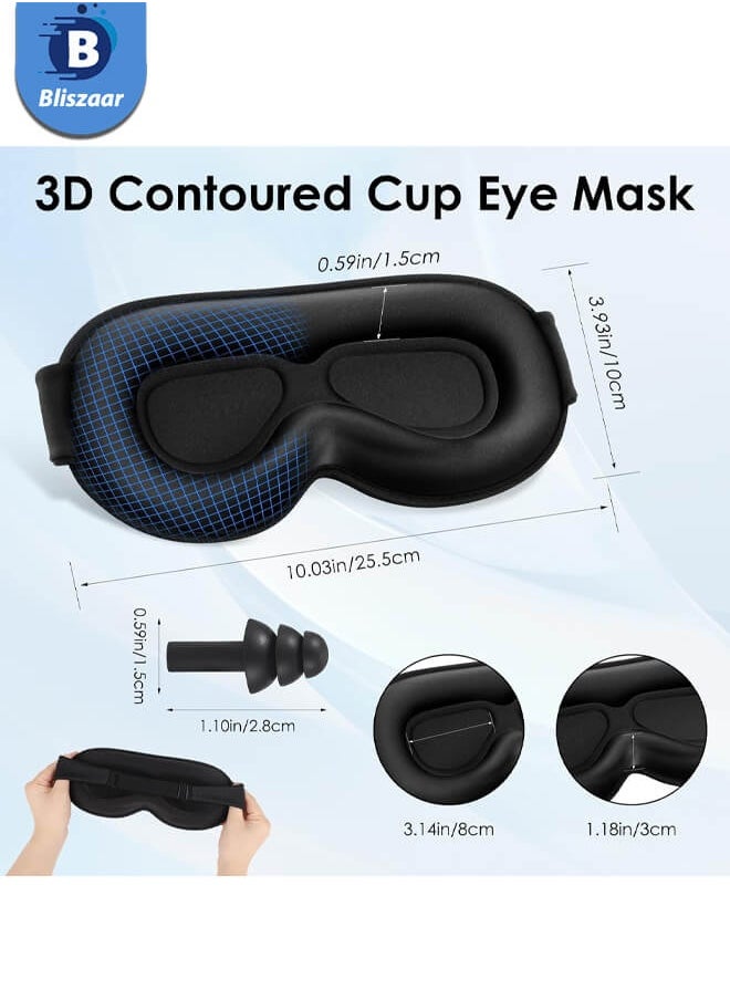 Bliszaar 3D Contoured Sleep Mask, 99% Fully Block Out Light Memory Foam Eye Masks with Deep Eye Grooves, Long Lash Extension Eyes Mask with Adjustable Straps for Sleeping Travel Home(Black)  - Image 2