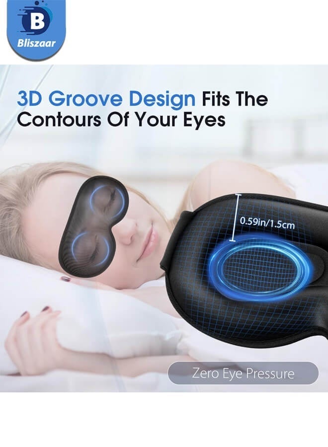 Bliszaar Sleep Mask 3D Contoured , 99% Fully Block Out Light Memory Foam Eye Masks with Deep Eye Grooves, Long Lash Extension Eyes Mask with Adjustable Straps for Sleeping Travel Home(Black) - Image 5