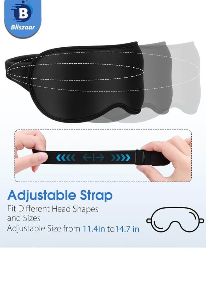 Bliszaar Sleep Mask 3D Contoured , 99% Fully Block Out Light Memory Foam Eye Masks with Deep Eye Grooves, Long Lash Extension Eyes Mask with Adjustable Straps for Sleeping Travel Home(Black) - Image 4