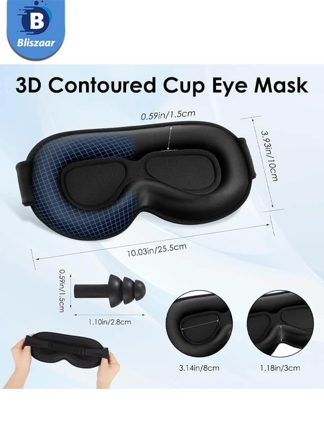 Bliszaar Sleep Mask 3D Contoured , 99% Fully Block Out Light Memory Foam Eye Masks with Deep Eye Grooves, Long Lash Extension Eyes Mask with Adjustable Straps for Sleeping Travel Home(Black) - Image 2