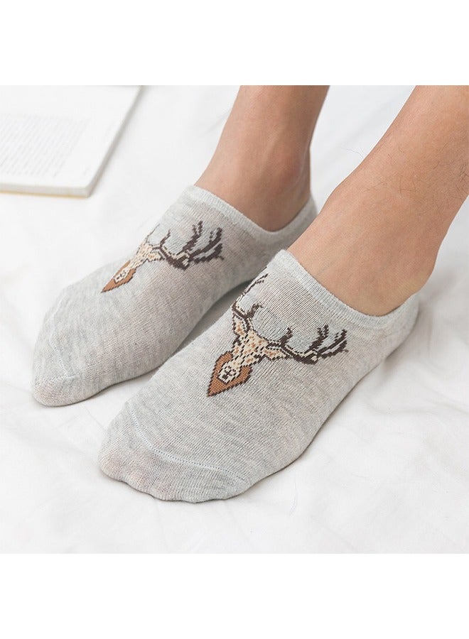 Pack Of 5 Pairs Of Round mouth Low Cut Socks Black/Grey/Beige - Image 2
