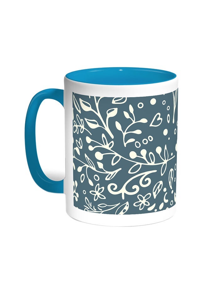 RYN Decorative - Tree Paper Printed Coffee Mug Turquoise/White 11ounce