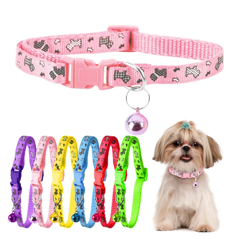 ChengFu XXS Dog Collar Teacup Dog Collar, Printed Dog Collar, Mini Printed Dog Collar, Teacup Dog Collar for Small Dogs Cats, Pink, 3/8 inch Width - Image 1