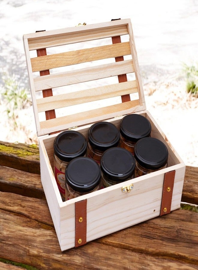 Ghasitaram Gifts Jaiccha Wooden leather belt box of 6 jars of Dryfruits|Dryfruit Gift Hamper|Diwali Dry Fruit|Food Gourmet Hampers|Dry Fruit|Dryfruit|Dryfruit Hamper
