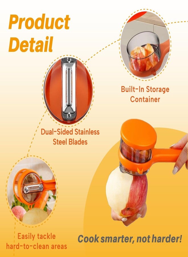 FENNIDICE 2PCS Upgrade Fruit Vegetable Peeler with Catcher, 2026 New Special Potato Peelers for Kitchen, Double-Sided Stainless Steel Apple Peeler with Box Storage - Image 3