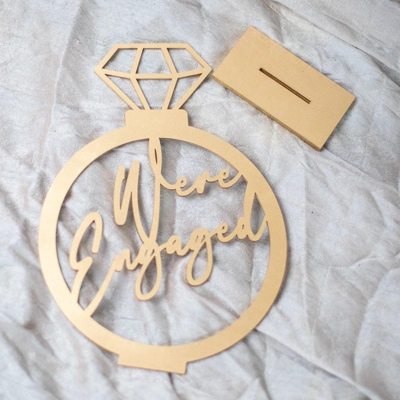 QENWWENG We're Engaged Table Sign,Engagement Party Decorations,Engaged Centerpiece, Engagement Ring Decorations,Engaged Party Decorations,Engagement Party Sign - Image 2