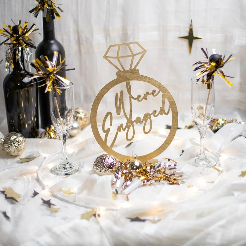 QENWWENG We're Engaged Table Sign,Engagement Party Decorations,Engaged Centerpiece, Engagement Ring Decorations,Engaged Party Decorations,Engagement Party Sign - Image 5