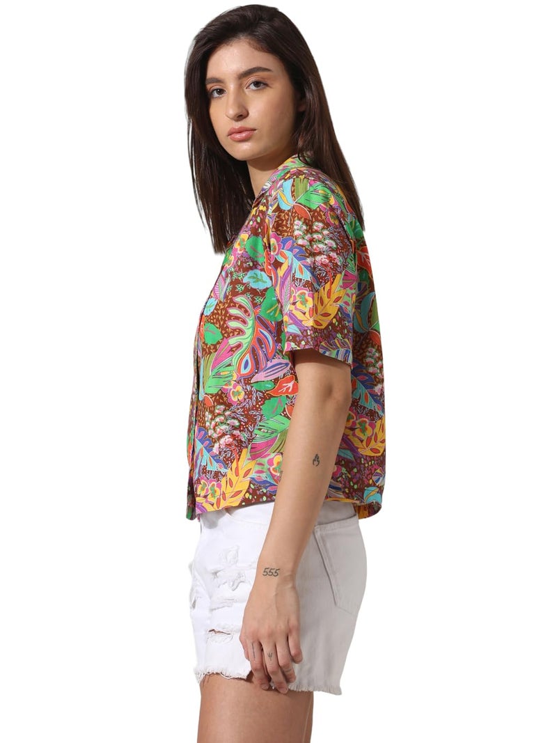 ONLY Women Printed Cotton Loose Fit Multicolor Shirt - Image 5