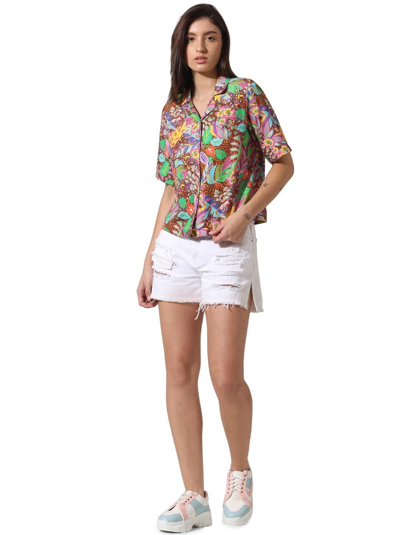ONLY Women Printed Cotton Loose Fit Multicolor Shirt - Image 1