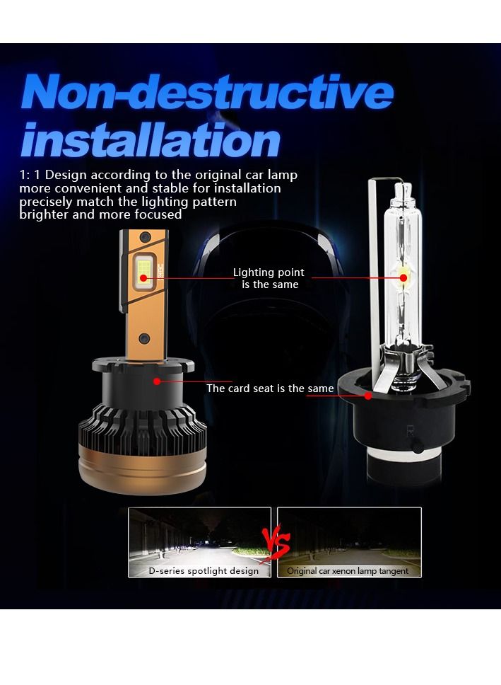 DXB-C Falcon D4 120W 12000LM 6500K LED Car Headlights 300% Brightness 6500K Cool White Bulb High Beam and Low - Image 5