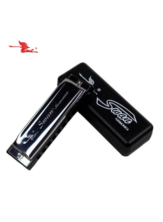 Swan Harmonica 10 Holes – Clear Sound Easy to Play with Protective Case - Image 1