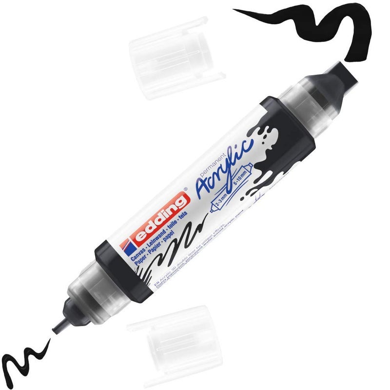 edding 5400 acrylic 3D double liner  black  1 acrylic colour tube  2 nozzles 23510mm  acrylic paint for canvas painting boards and wood  waterproof acrylics in artistquality colours