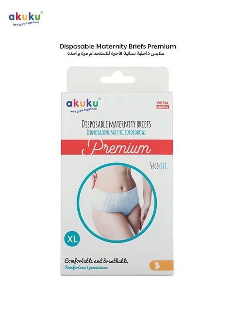 Disposable Maternity Briefs for Postpartum | Soft Breathable Hygiene Panties | Individually Wrapped | Size XL | Pack of 5 | Gentle Waistband | 15 x 9 x 4 cm
