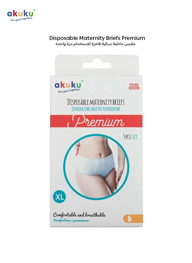 Akuku - Disposable Maternity Briefs for Postpartum | Soft Breathable Hygiene Panties | Individually Wrapped | Size XL | Pack of 5 | Gentle Waistband | 15 x 9 x 4 cm - Image 1