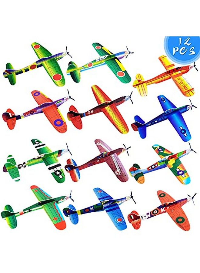 Visen 8" Airplane Toy12 Different Designs Planes Toys For Boysfoam Glider Planes Toysbirthday Favors Lightweight Paper Airplanesindividually Packed Outdoor Flying Toysparty Favors For Kids 812(12 Pcs) - Image 1