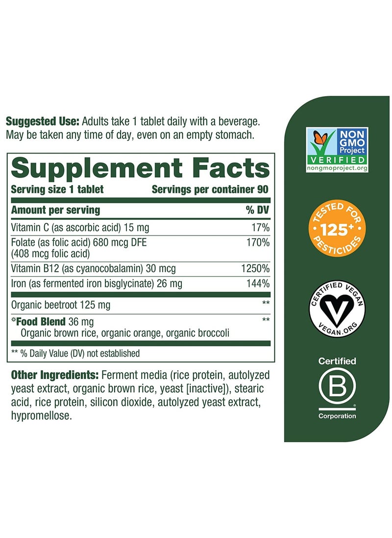 MegaFood MegaFood Blood Builder - Clinically Shown to increase iron levels without side effects Dietary Supplement 90 Tablets /90 servings  - Image 3