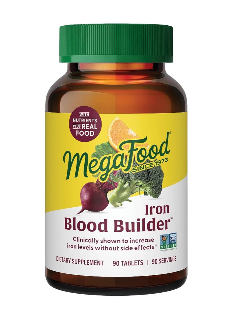 MegaFood MegaFood Blood Builder - Clinically Shown to increase iron levels without side effects Dietary Supplement 90 Tablets /90 servings  - Image 1