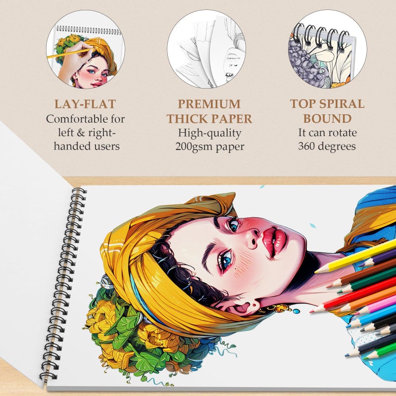 ADEVIAN Coloring Books for Adults Relaxation Spiral Bound Printed On One Side, Coloring Book for Women with 24 Patterns One Sided Design, Mindfulness Anxiety Relief Gifts Melanin Magic - Image 2