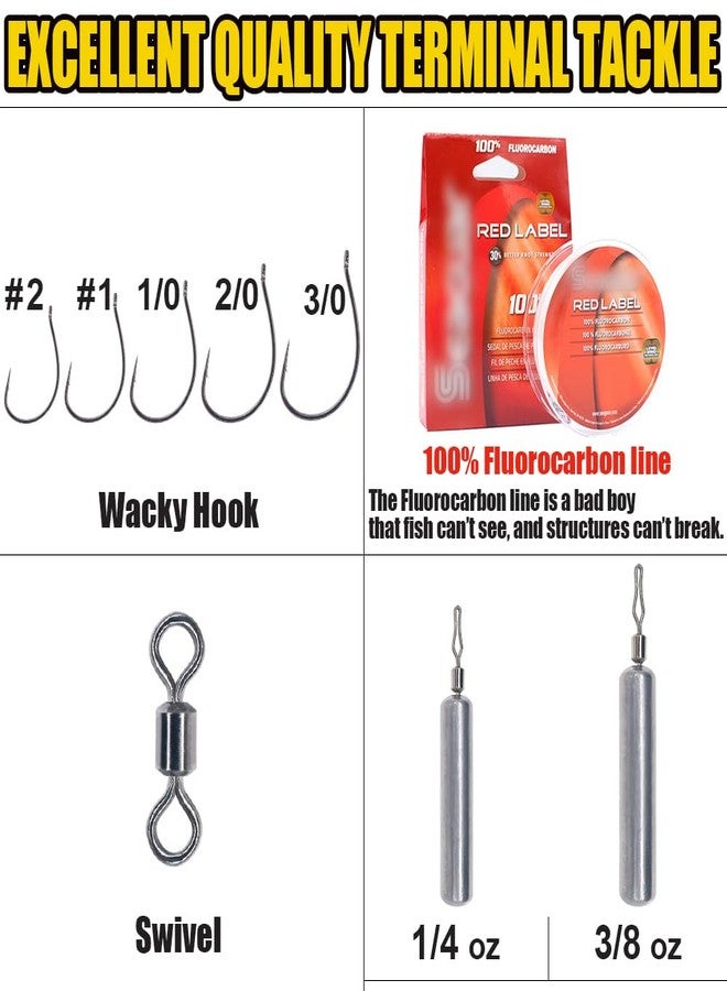XFISHMAN Drop Shot Rigs for Bass Fishing Ready Rig with Hooks and Sinker Weights (Hook Size 3/0-Weight 3/8 oz-Qty 5) - Image 4