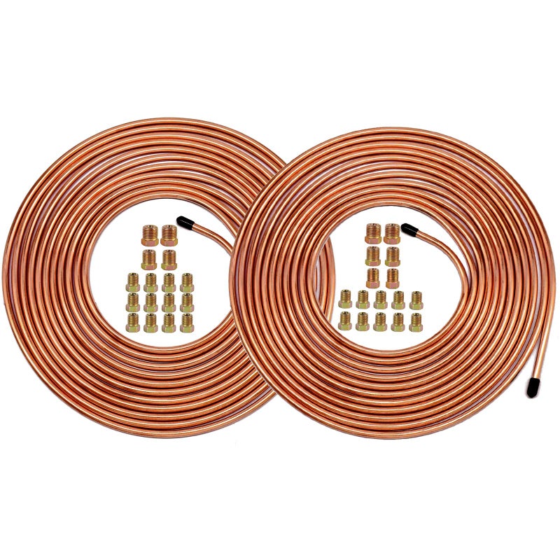 MuHize Brake Line Tubing Kit 3/16 & 1/4 inch 25Ft Dual Size - Copper Coated Alloy Steel Anti-Rust Brake Roll for Cars, Trucks, SUV - Hydraulic Fuel Transmission Line Replacement - Image 1