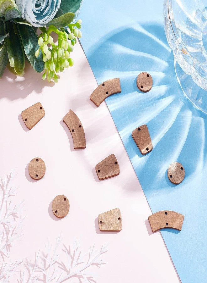 CHGCRAFT 90Pcs 3 Styles Unfinished Wood Charms Connectors Links Double Holes Round Curved Trapezoid Pendant Link for DIY Bracelet Earring Necklace Keychain Jewelry Crafts Making - Image 5