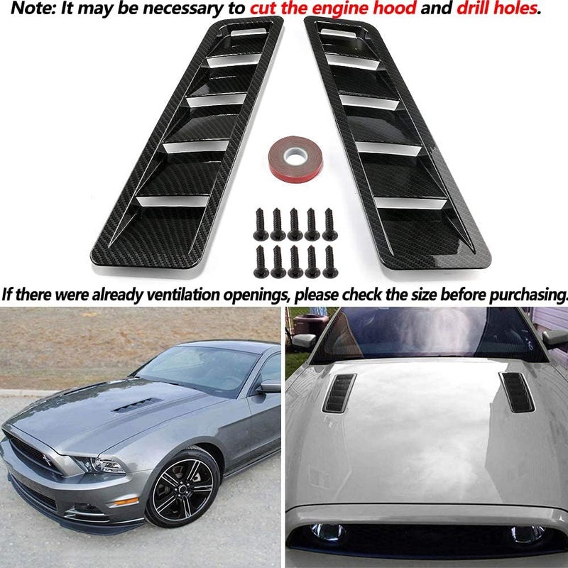 WENJTP Auto Hoods Vents Bonnet Cover Hood Scoop for Cars Cold Air Flow Intake Fitment Louvers Cooling Intakes Intake Vent Cover (Carbon Fiber) - Image 3