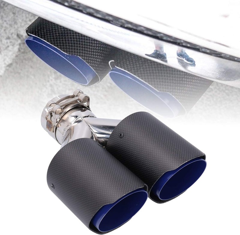 klarako Car Exhaust Tip, Universal Dual Exhaust Pipe Tip Y?Shape Tail Throat Matte Carbon Fiber Stainless Steel - Image 4