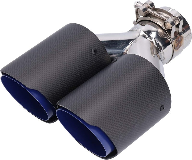 klarako Car Exhaust Tip, Universal Dual Exhaust Pipe Tip Y?Shape Tail Throat Matte Carbon Fiber Stainless Steel - Image 1