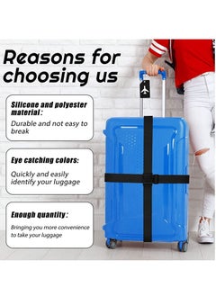 SYOSI Luggage Straps Set 4pcs Travel Suitcase Straps with 4pcs Silicone Luggage Tags Adjustable Suitcase Belts Suitcase Tags with Name ID Card for Luggage Suitcase Travel Accessories, Black  - Image 4