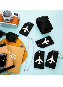 SYOSI Luggage Straps Set 4pcs Travel Suitcase Straps with 4pcs Silicone Luggage Tags Adjustable Suitcase Belts Suitcase Tags with Name ID Card for Luggage Suitcase Travel Accessories, Black  - Image 5