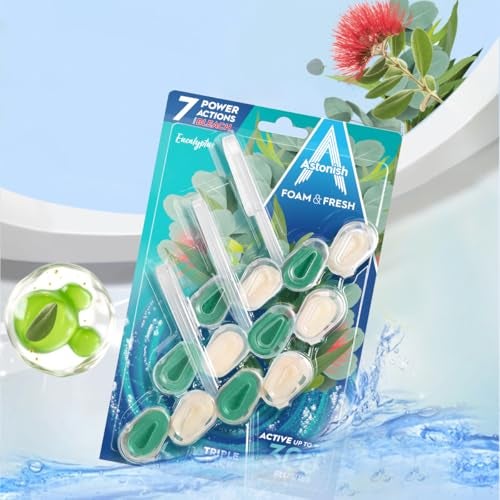Astonish Foam & Fresh Eucalyptus Toilet Rim Blocks – 3-Pack | 6 Power Actions: Limescale Prevention, Odour Control, Rich Foam | Up to 300 Flushes per Block | Vegan & Cruelty-Free | UK Made - Image 5