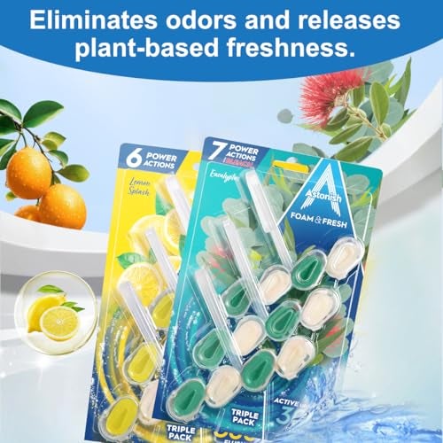 Astonish Foam & Fresh Eucalyptus Toilet Rim Blocks – 3-Pack | 6 Power Actions: Limescale Prevention, Odour Control, Rich Foam | Up to 300 Flushes per Block | Vegan & Cruelty-Free | UK Made - Image 4