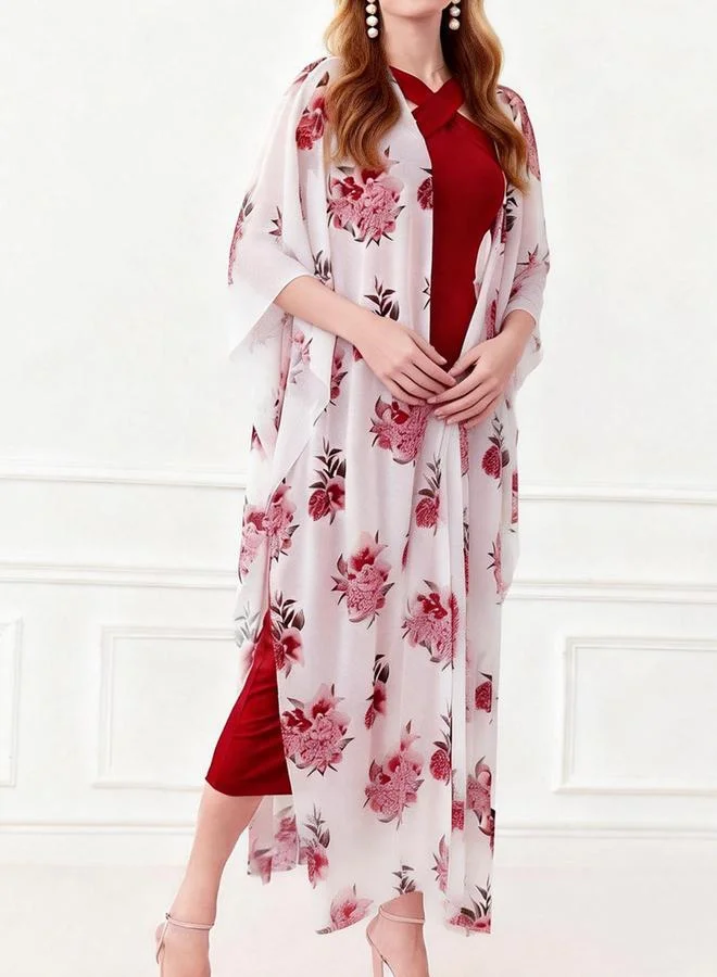 Take Two Black Halter Neck Maxi Dress and Printed Kimono Co-ord Set