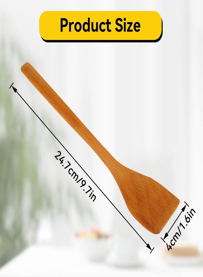 Agatige Wooden Spatula for Cooking, 9.7in Small Flat Frying Spatula Turner Wooden Cooking Utensils Flat for Nonstick Cookware Wok Accessories(Light Wood Color) - Image 4