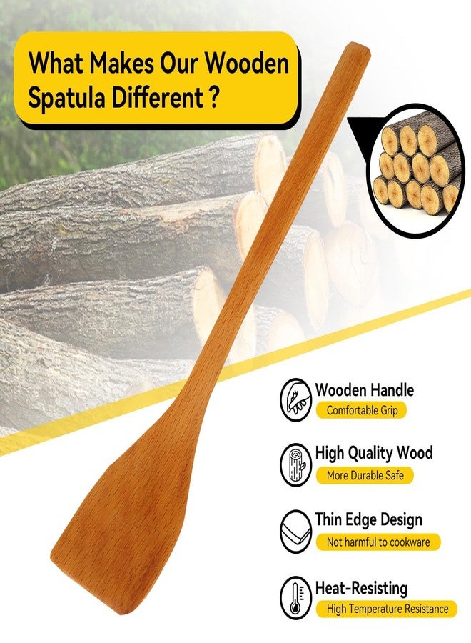 Agatige Wooden Spatula for Cooking, 9.7in Small Flat Frying Spatula Turner Wooden Cooking Utensils Flat for Nonstick Cookware Wok Accessories(Light Wood Color) - Image 2